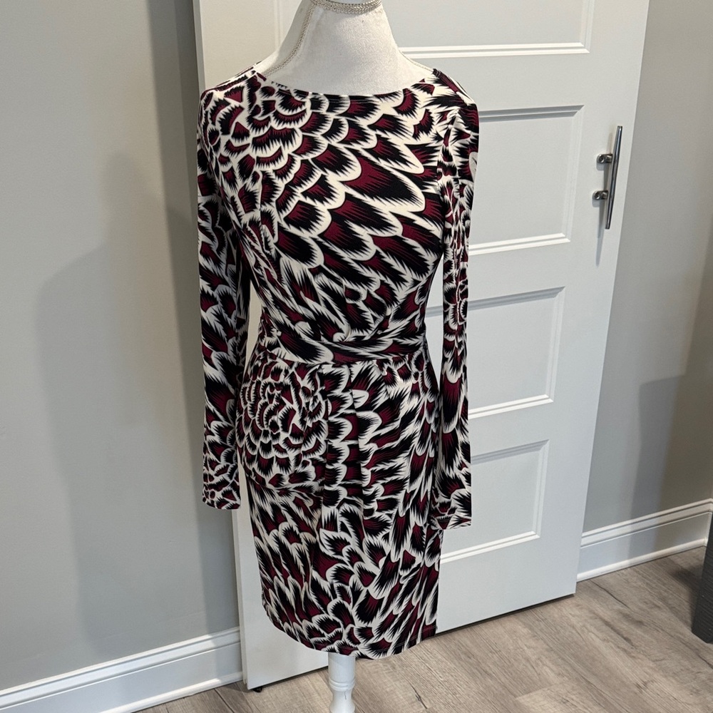 Tart Black and Red Patterned Long Sleeve Dress